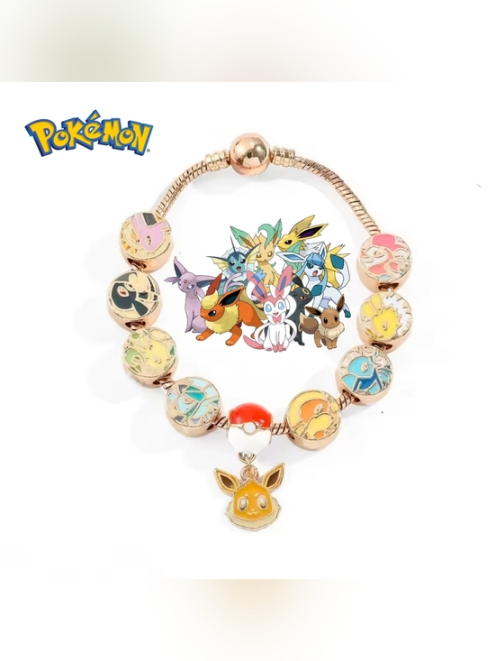 Pokemon Jewelry - Pokemon Eeveelution Charm Gold Tone Bracelet